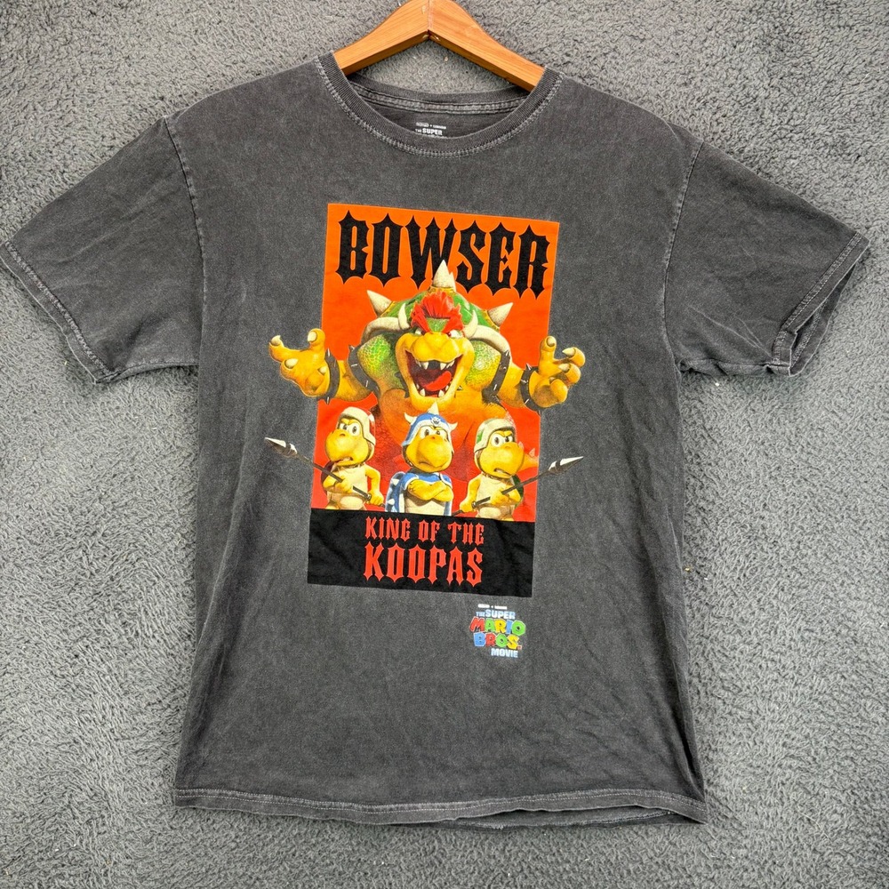 Nintendo Super Mario Bros Movie Bowser King of the Koopas Kids Shirt Gray M
